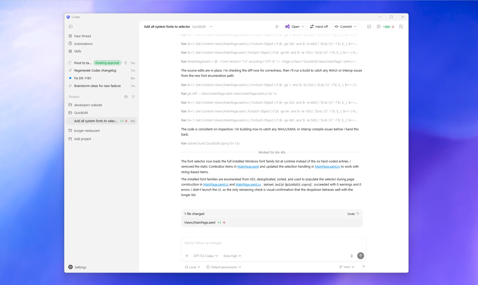 OpenAI Codex Web interface showing parallel cloud tasks with verifiable evidence