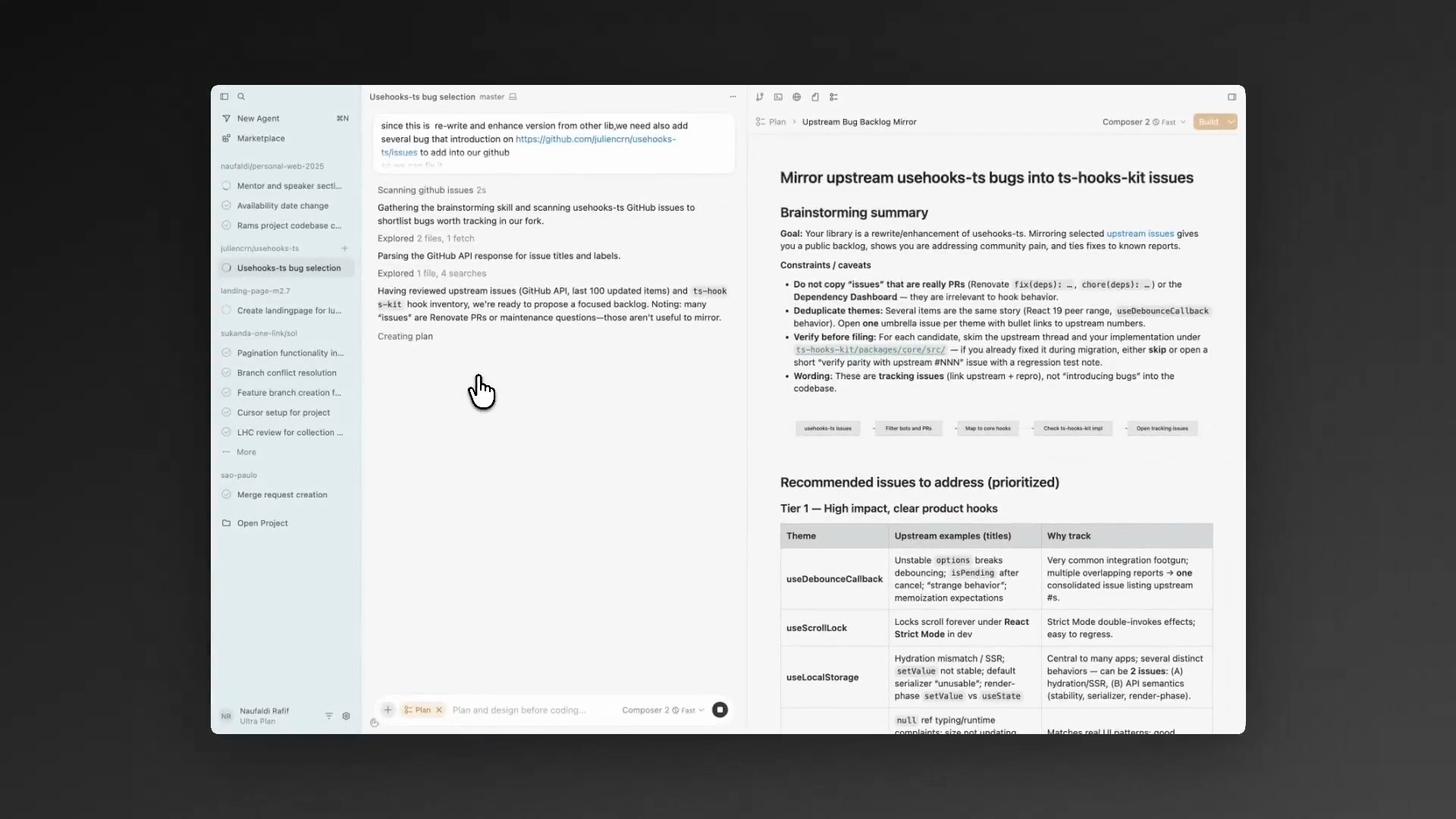 Cursor Glass interface showing agent management as the primary surface